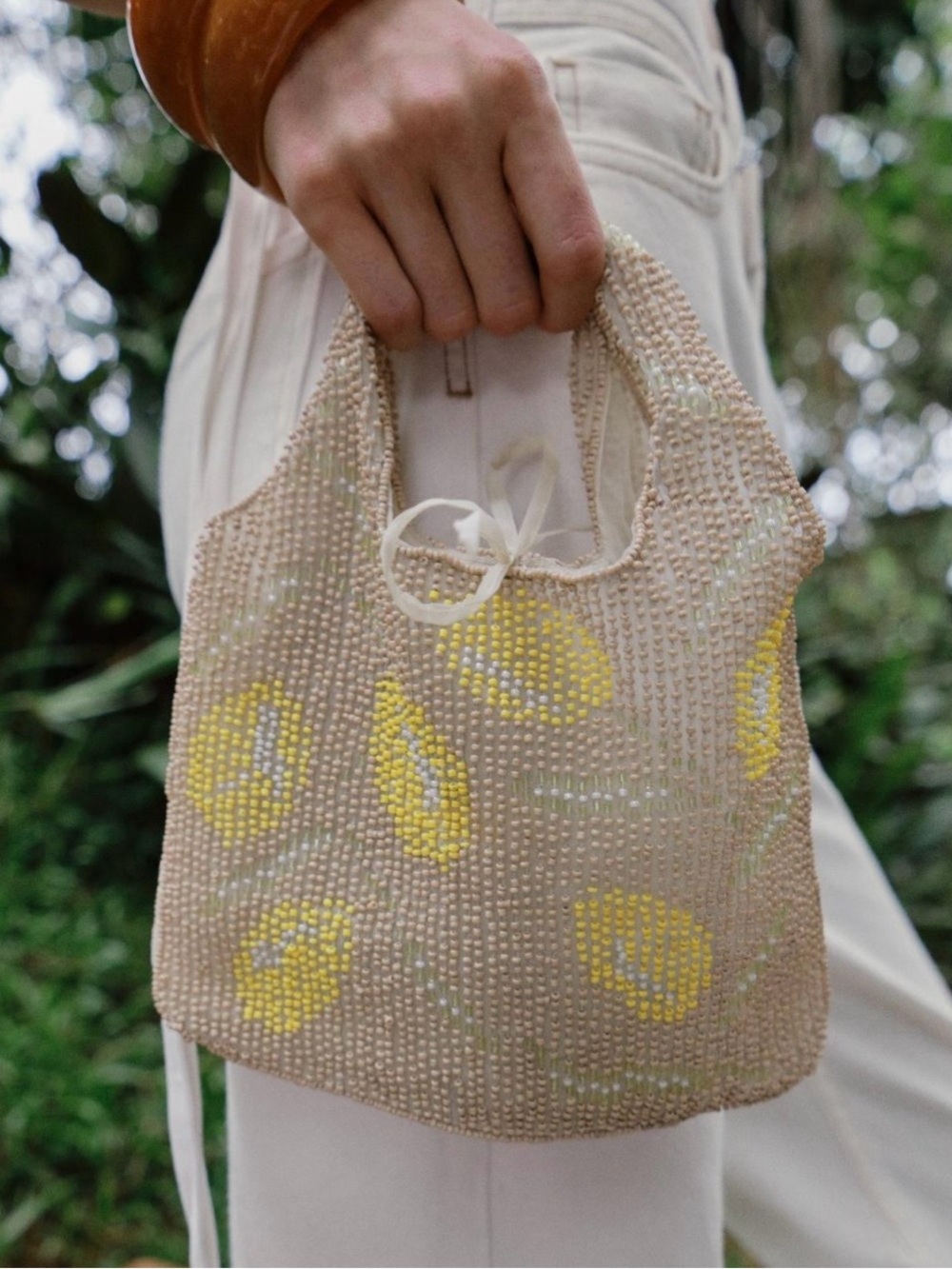 Zara Lemon Yellow Mini Beaded Handbag. Brand new!